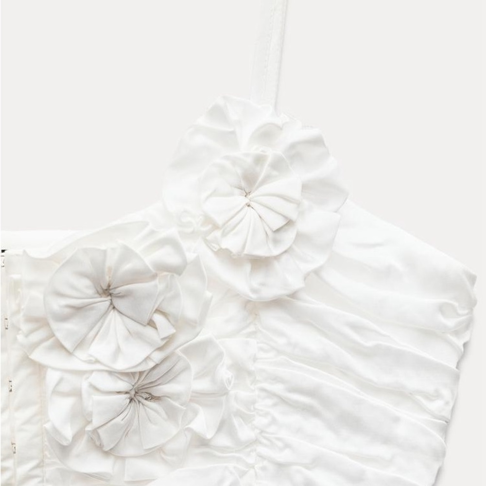 Zara NWOT White Corset Top Women’s Size S - Picture 6 of 6